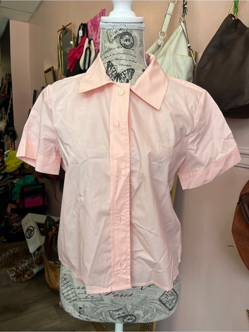 J. Crew Pale Pink Short-Sleeve Button-Down Shirt